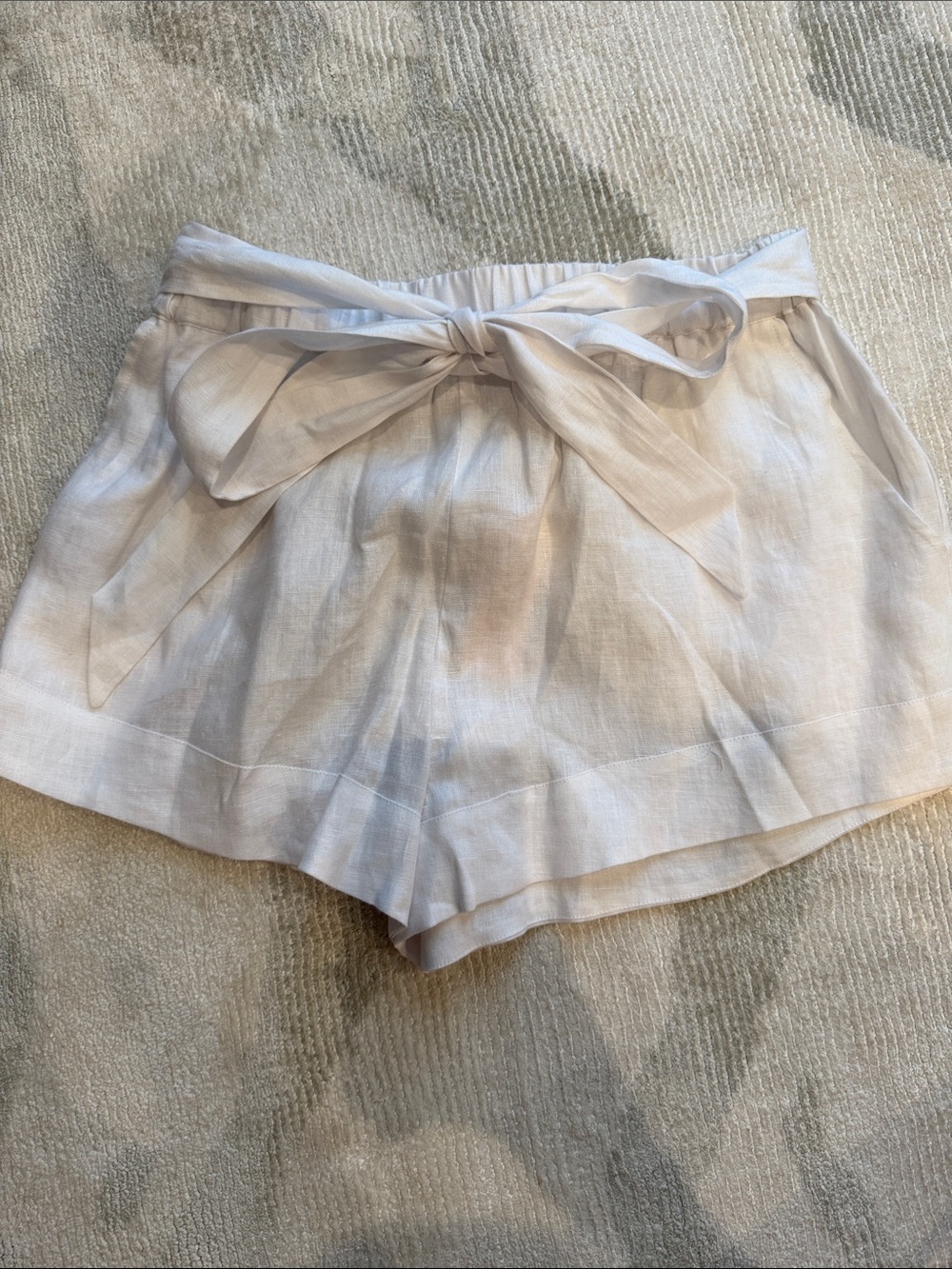 Eberjey White Tie-Front Linen Shorts